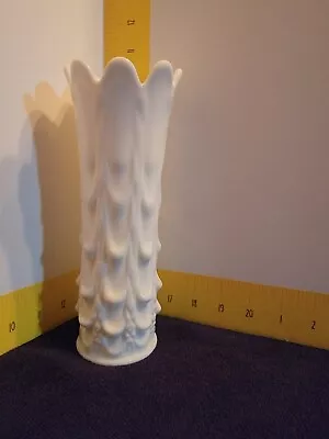 Milk Glass Tulip Vase Tall White Vase Swag Drapery Vase Vintage White Wedding... • $40