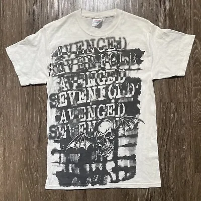Vintage Avenged Sevenfold T Shirt Adult Small White Hanes Heavyweight Metal 2007 • $15.81