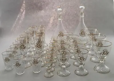 Set 44 Pieces French Monogrammed Saint-Louis Crystal Cristal Münzthal Gilt Cluny • $2900