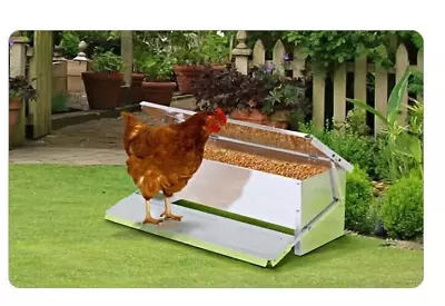 5KG Automatic Treadle Chicken Feeder Poultry Self Open Ratproof Outdoor Steel • £49.99