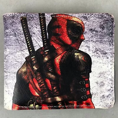 Marvel Deadpool Bifold Faux Leather Grey Red Black Wallet • $11.99