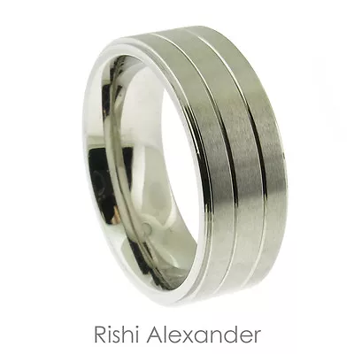 Stainless Steel Matte Finished With High Polished Trim Mens Wedding Band Ring • $9.99