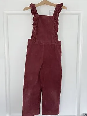 £6 • Buy M&S Girls Maroon Red Corduroy Dungarees Age 4-5