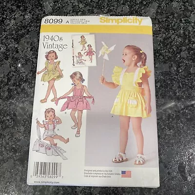 Simplicity Pattern # 8099 1940S Vintage Toddler Romper And Button On Skirt.  NEW • $7.50