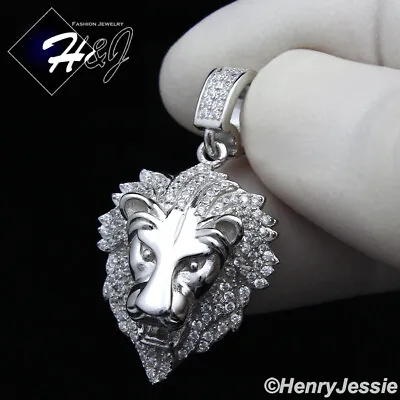 925 Sterling Silver Icy Bling Cubic Zirconia Small Lion King Head Pendant*sp185 • $36.99