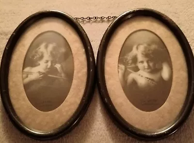 Antique 1897 Cupid Awake/Asleep M.B. Parkinson Prints Oval Tin Frames  3x4.5  Ea • $30