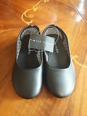 Miss Fiori Girls Black Flat Comfort Slip On Ballet Smart School Shoes Size 10  • £5.99