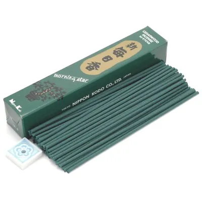 Japanese Nippon Kodo Morning Star CEDARWOOD Incense 50 Sticks W/ Incense Holder • $7.95