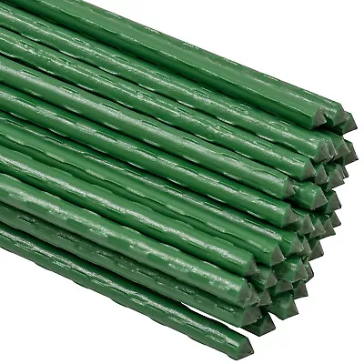 Woodside Green Garden Plant Stakes Coated Steel Support Spikes Pack Of 50 • £16.99