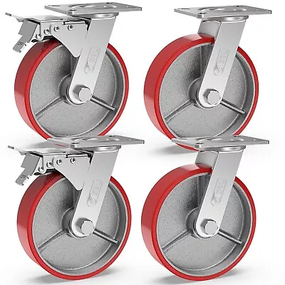 GBL Heavy Duty Castor Wheels With 2 Brakes + Screws - 150Mm Up To 1280KG - Pack  • £70.59