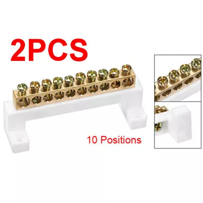 2pcs 10 Positions Ground Wire High Bridge Design Terminal Block Connector Bar# • $11.89