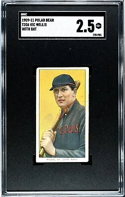 T206 Vic Willis With Bat St. Louis HOF Polar Bear RARE BACK SGC 2.5 • $299.95