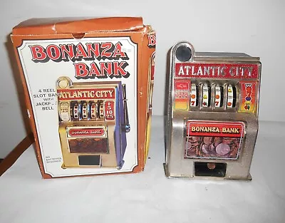 Vintage Slot Machine Mechanical Bank Atlantic City Bonanza Metal Pays Out Works • $99.95