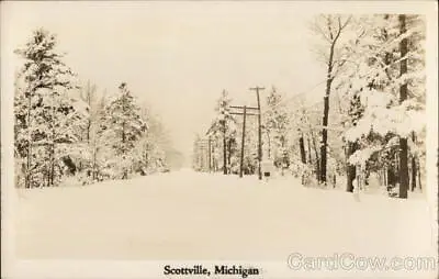 RPPC ScottvilleMI Snow Scene Mason County Michigan Real Photo Post Card Vintage • $12.99