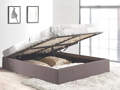 $279 • Buy Grey Fabric  Gas Lift Storage Bed Frame Base  Double Queen King