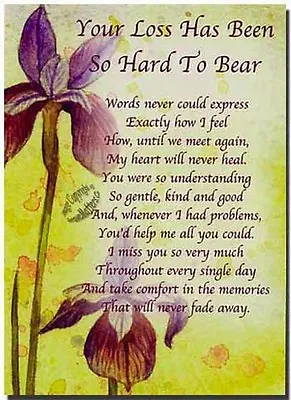 Grave Card / Loss So Hard To Bear - FREE Holder-M14X - Memorial Funeral Memoriam • £1.85