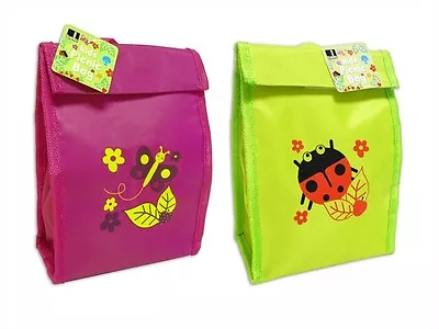 Childs Kids Girls Insulated Lunchbag Lunch Picnic Bag Box Wipe Clean Pink Green • £3.99