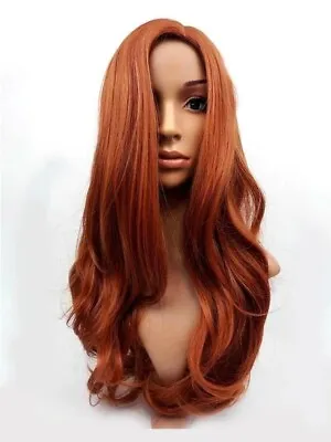 Women Long Copper Red Cosplay Wigs Synthetic Hair None Lace Heat Safe Orange Wig • $18.59