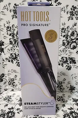 Hot Tools Pro Signature STEAM STYLER 1 1/2  Charcoal Ceramic Plates All Hair NEW • $29.99