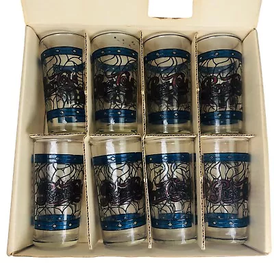 Vintage Pepsi-Cola Lot Of 8  12oz Glasses Tiffany Style Stained Glass Design • $49.99