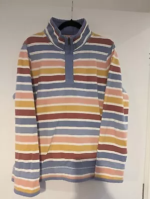 Ladies Fat Face Multi Stripe Quarter Zip Sweatshirt Size 18 Very Good Condition • £9