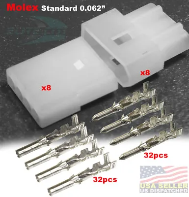 Molex 4 Circuit Connector 4 Pins 5.0A W/18-24 AWG .062  Free Hanging (8 Set) • $16.87