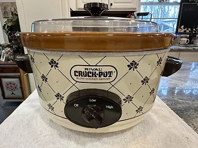 Vintage Rival 5qt Crock Pot Slow Cooker Server Removable Stoneware 3350/2 -Beige • $12.75