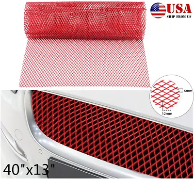 Car Grille Mesh Body Insert Bumper Universal Front Grill Mesh Sheet Red 6mmx12mm • $17.94