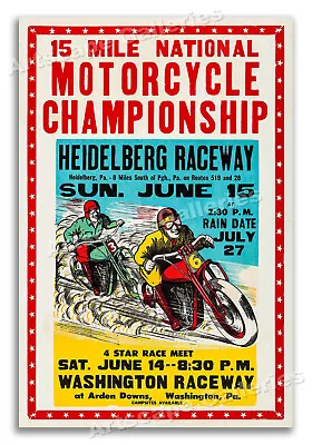 Motorcycle Racing Championship - 1950s Racing Poster - 16x24 • $13.95