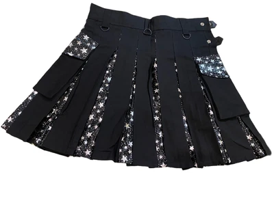 $29.99 • Buy Deluxe Hybrid Black/Stars Utility Cargo Kilt With Two Pockets  Size 38  Inch