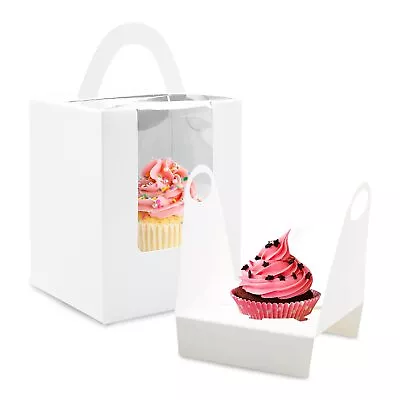 30 Pack Portable Cupcake Boxes Individual Cupcake Containers With Handle • $21.15