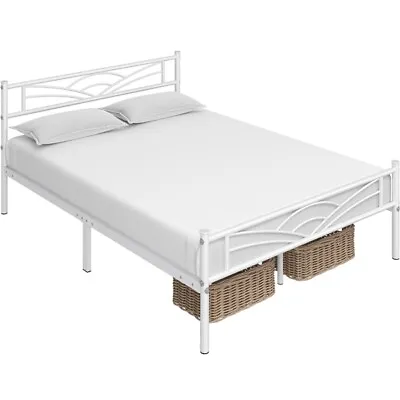 Single/Double Metal Platform Bed Frame With Cloud-inspired Design Headboard Used • £59.99