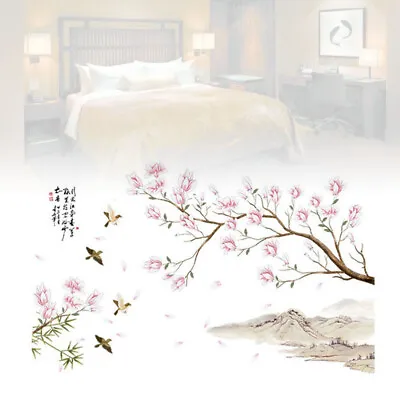 Chinese Style Wallpaper Creative Peach Blossom Art Sticker For Bedroom Living • £7.25