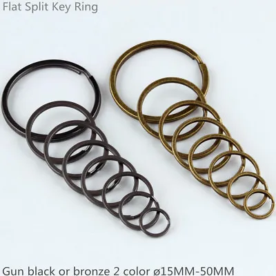 £138.88 • Buy Flat Key Ring Keychain Gun Black Or Bronze Split Key Ring 15mm-50mm