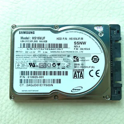 Samsung 1.8  HS16VJF HS16RJF 160GB 5400rpm 16MB Micro SATA Hard Disk Drive HDD • $25