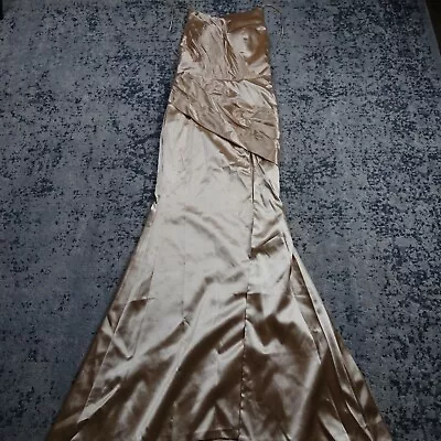 Mermaid Dress Womens Size 2 Satin Open Back Bridesmaid Prom Golden The Dreamer • £153.65