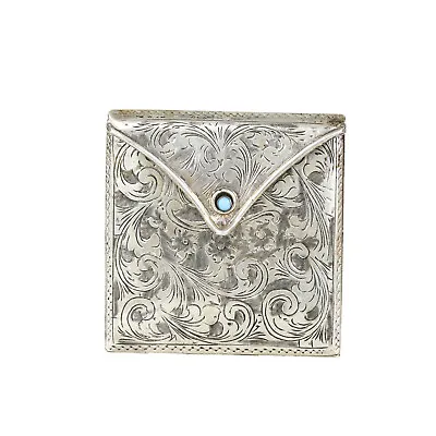 Antique Italian 800 Silver Engraved Envelope Compact • $140