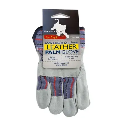 Premium Suede Leather Palm Gloves For Kids Safety Cuff • $6.99