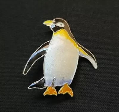 Zarah Sterling Silver Enamel Penguin Brooch • $20