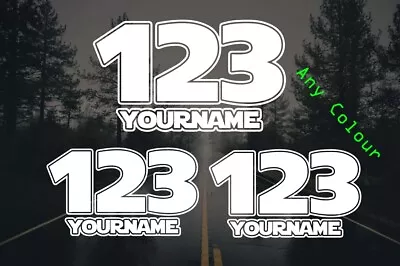 X3 Custom Race Numbers Name Stickers Motocross Kart Decals MX Dirt Bike Sticker8 • £6.95