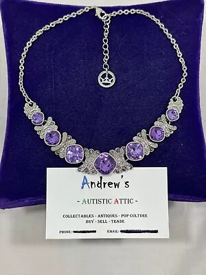 Vintage Trifari Signed Silver Toned Purple Glass Rhinestone Choker Necklace!   • $59.97