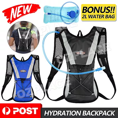 Hiking Camping Cycling Running Hydration Pack Backpack Bag + 2L Water Bladder AU • $16.95