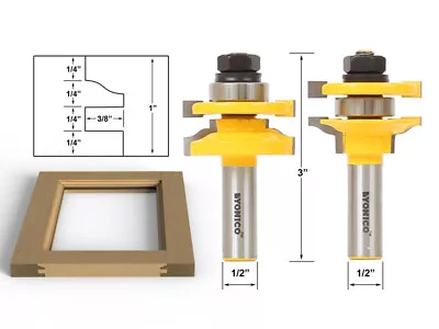 Ogee 2 Bit Rail And Stile Router Bit Set - 1/2  Shank - Yonico 12243 • $41.95