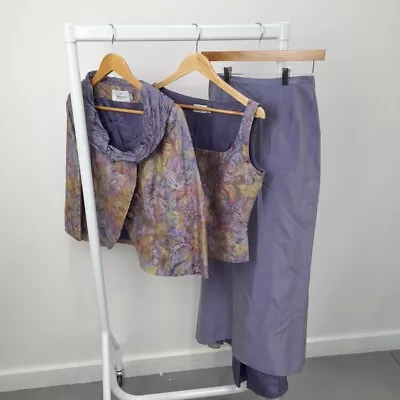 Presen De Luxe 3 Piece Suit Ladies Size 10 Floral Lilac -WRDC • £7.99