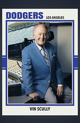 Vin Scully Los Angeles Dodgers Announcer Custom Made Retro Style Baseball Card • $14.99