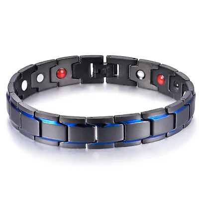 Mens Womens Blue Black Titanium Magnetic Bio Therapy Bracelet Health Treatment • $17.99