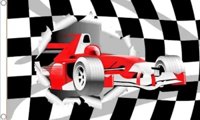 5' X 3' Racing Car Flag Black And White Check Checkered F1 Motor Sport Banner • £5.99