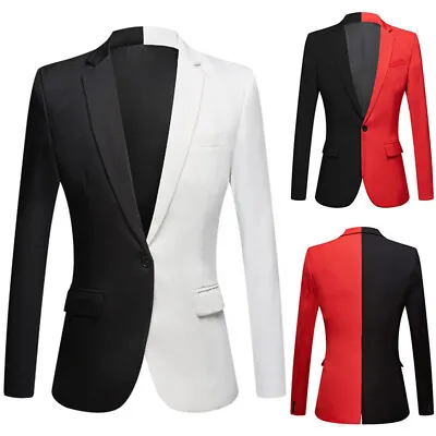 Men Two Tone Splice Jacket Suit Blazer Coat Prom Dance Show Garment Fancy Dress  • $49.66
