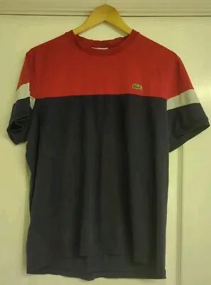 Lacoste Colour-Block T-Shirt Red White & Blue Size Large/5. • £7