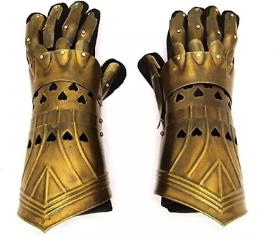 Metal Gothic Knight Style Gauntlets Wearable Gold Medieval Armor Gloves • $49.99